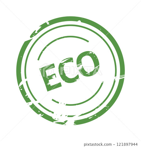 Eco Grunge Green Stamp for Organic Product Label, Perfect for Packaging, Branding, and Advertising Design. 121897944