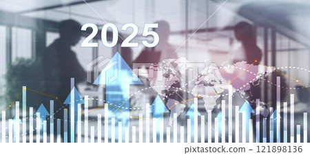 Financial background, economic growth 2025. Abstract background. Mixed Media 121898136