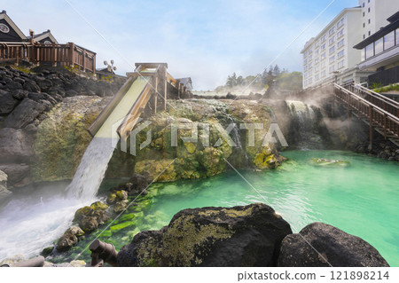 Yubatake of Kusatsu hot spring Yubatake of Kusatsu hot spring 121898214