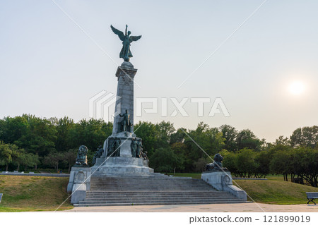 Montreal, Quebec, Canada - August 20 2021 : George-Etienne Cartier Monument in Mount Royal Park. Montreal, Quebec, Canada - August 20 2021 : George-Etienne Cartier Monument in Mount Royal Park. 121899019
