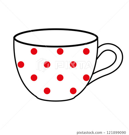 cup, white cup with red dots, vector illustration cup, white cup with red dots, vector illustration 121899090