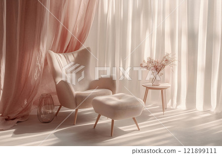 Cozy nook, soft decor, sunlight 121899111