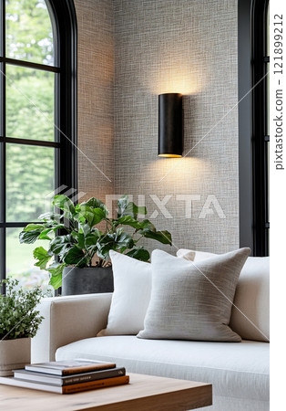 Cozy living room with natural light Cozy living room with natural light 121899212