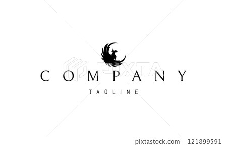 Vector logo with an abstract image of a phoenix in a circle shape. Vector logo with an abstract image of a phoenix in a circle shape. 121899591