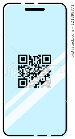 Smartphone QR code reading Light blue glass Smartphone QR code reading Light blue glass 121899771