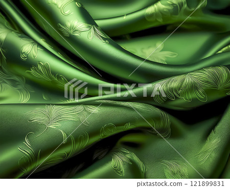 Silk background image material, green, Japanese pattern 121899831