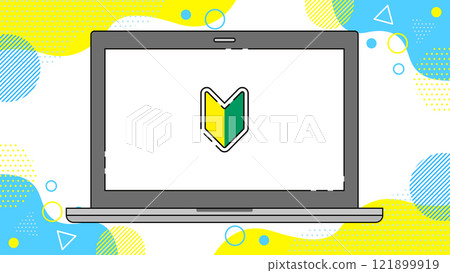 Image of a computer beginner: Background, geometric pattern, light blue, yellow 121899919