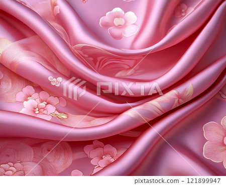 Silk background image material Pink Japanese pattern 121899947