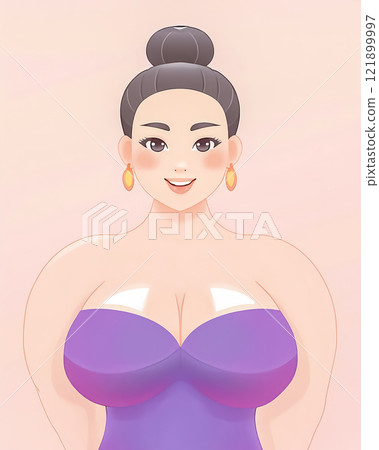 Healthy woman image illustration material Chubby 121899997