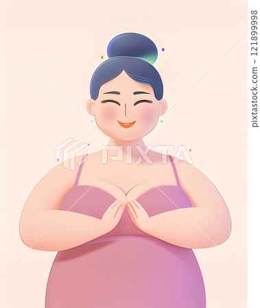 Healthy woman image illustration material Chubby 121899998
