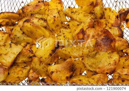 fried potatoes isolated 121900074