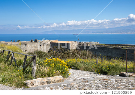 Details of architecture of Castello di MIlazzo, Sicily, Italy 121900899