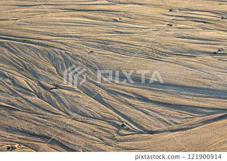 Structure of a sand after a tide, Sicily, Italy 121900914