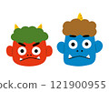 red demon and blue demon face 121900955