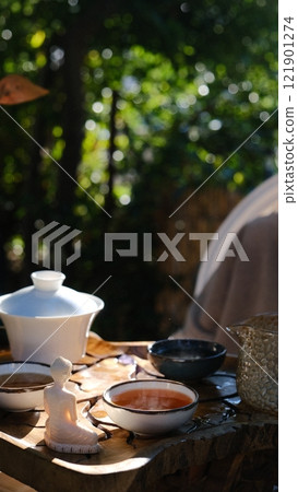 Tea ceremony outdoor in summer Tea ceremony outdoor in summer 121901274