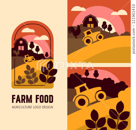 Geometric Agriculture Logo. Farm Food Designs in a vector illustration. 121901410