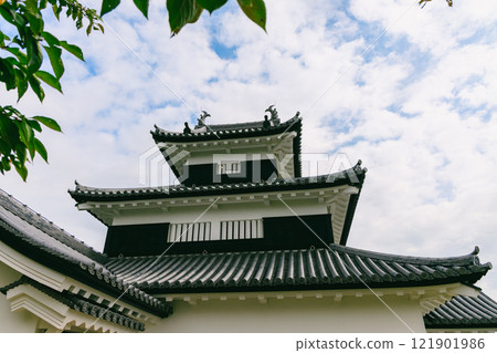 Looking up at Shirakawa-Komine Castle Looking up at Shirakawa-Komine Castle 121901986