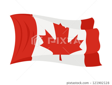 Canadian waving flag. National symbol with standard color and size of North America country. Vector icon isolated on white background Canadian waving flag. National symbol with standard color and size of North America country. Vector icon isolated on white background 121902128