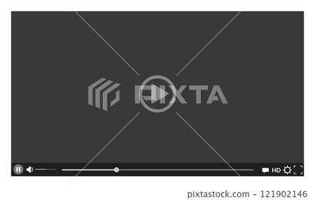 Video player template interface. Video hosting mockup, social media concept. Web video channel or mobile app. Desktop live stream 121902146
