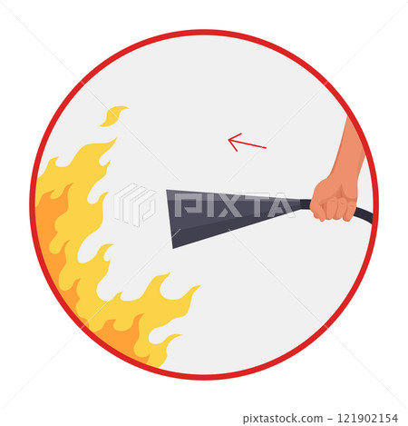 Fire extinguisher instruction. Fire prevention and extinguishing tips. Safety Information, poster or banner for website. Cartoon flat vector illustrations isolated on blue background 121902154