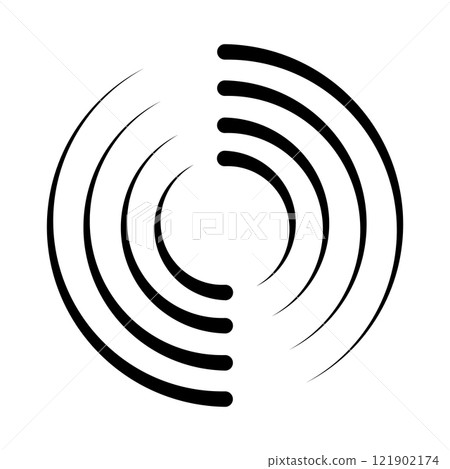 Halftone speed lines circle. Geometric art in circle form. Round swirl movement symbol. Halftone circular frame. Vector design element Halftone speed lines circle. Geometric art in circle form. Round swirl movement symbol. Halftone circular frame. Vector design element 121902174