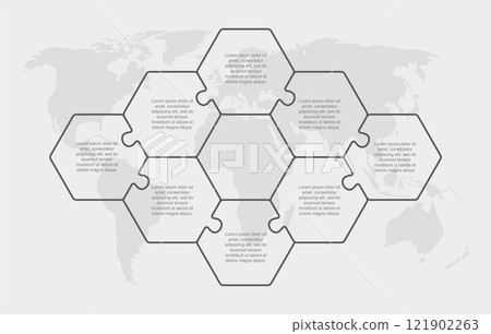 Eight steps line infographic, puzzle template Eight steps line infographic, puzzle template 121902263
