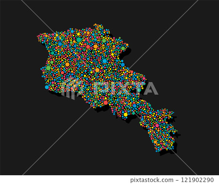 Creative map Armenia from random colorful dots 121902290