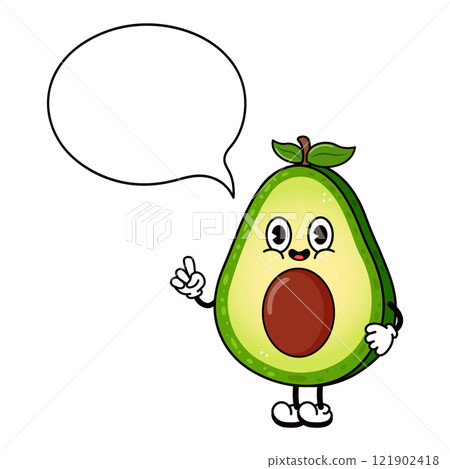 Cute funny Avocado with an inscription character. Vector hand drawn Avocado character illustration icon. Isolated white background Cute funny Avocado with an inscription character. Vector hand drawn Avocado character illustration icon. Isolated white background 121902418