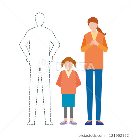 Illustration of a single parent household 121902552