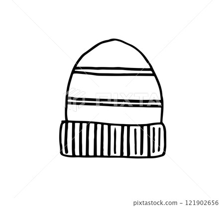 手繪插畫_針織帽_線描 121902656