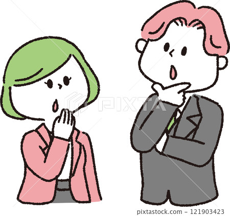 Young couple listening to a conversation 121903423