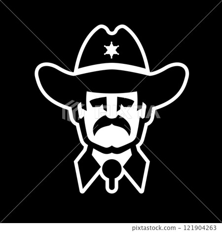 Sheriff in a hat, logo on a dark background. 121904263