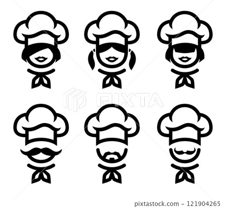 Set of chef logos, female and male. 121904265