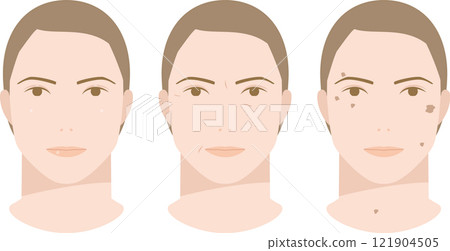 描繪男人臉上有斑點和皺紋的美麗的插圖 121904505