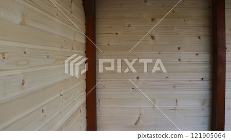 fragment of wooden building made of light textured boards and dark planks, part of a barn or house, texture in country style fragment of wooden building made of light textured boards and dark planks, part of a barn or house, texture in country style 121905064