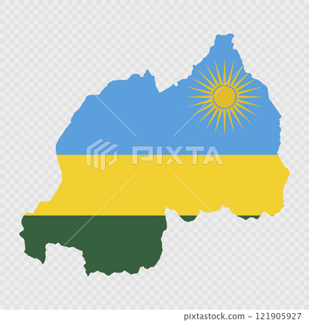 Rwanda map silhouette with flag. Rwanda map silhouette with flag. 121905927