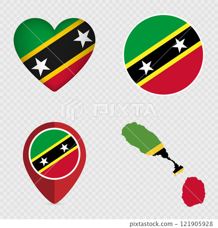 Saint Kitts and Nevis Flag Icons Pack. Vector illustration. Saint Kitts and Nevis Flag Icons Pack. Vector illustration. 121905928