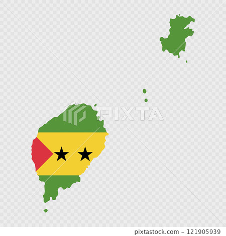 Sao Tome and Principe map silhouette with flag. Sao Tome and Principe map silhouette with flag. 121905939