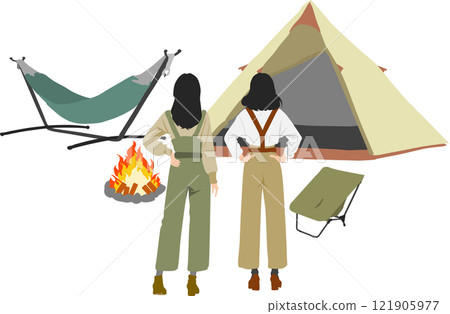 Illustration of a tent being set up Illustration of a tent being set up 121905977