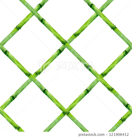 Beautiful seamless pattern with hand drawn bamboo lattice in vacation style. Ready print design. Beautiful seamless pattern with hand drawn bamboo lattice in vacation style. Ready print design. 121906412