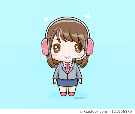 Chibi character: Female operator image material Chibi character: Female operator image material 121906570