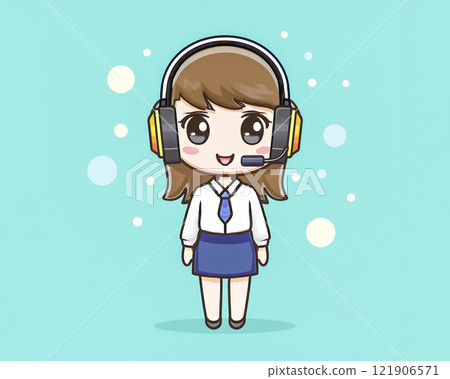 Chibi character: Female operator image material 121906571