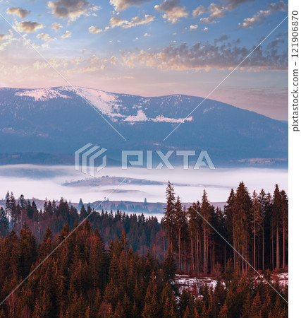 Early spring Carpathian mountains 121906870