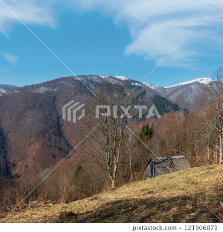 Early spring Carpathian mountains 121906871