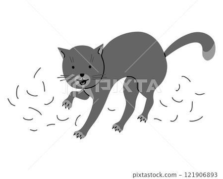 A cheerful cat is playing pranks 121906893