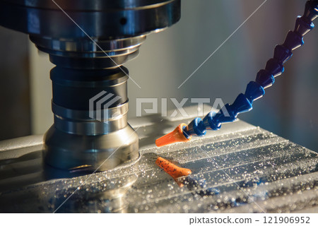 The CNC milling machine rough cutting the injection mold parts by indexable tools. The CNC milling machine rough cutting the injection mold parts by indexable tools. 121906952