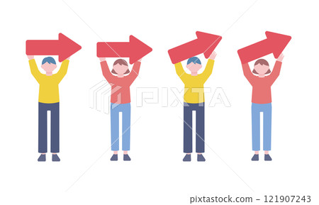 有箭頭的男人和婦女 121907243