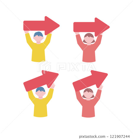 Men and women with arrows Men and women with arrows 121907244