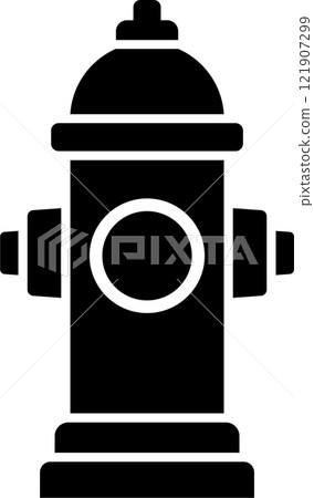 Fire hydrant simple black and white icon 121907299