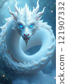 Mysterious white dragon on guard 121907332